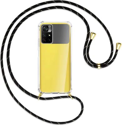 Produktbild von Handykette Backcover-Schutzhülle mit Band (Metall goldfarben) für Xiaomi Redmi Note 11 - schwarz/gold