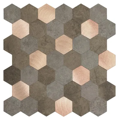 Productafbeelding van d-c-fix zelfklevende wandtegels, premium kwaliteit, metaal & steen, hexagonvorm, 29 x 28,8 cm