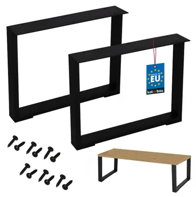 Image de KOTARBAU® Lot de 2 pieds de table en métal noir 40 x 50 cm Pieds de bureau en acier thermolaqué Piètement de table Pieds de table Piètement de table