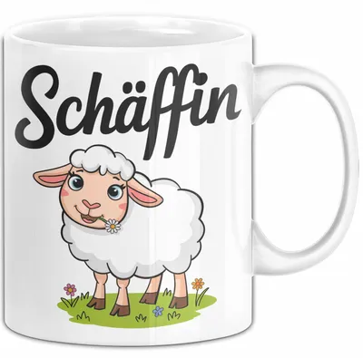 Produktbild von Schaf Tier Bauer Tasse Becher Geschenk Lustige Geschenkidee Spruch Schäffin (Weiß)