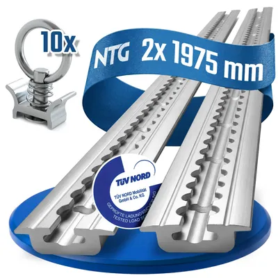 Produktbild von Airlineschiene Zurrschienen 2 x 2 m 2 Meter zum Einlassen und 10 x Fitting Alu