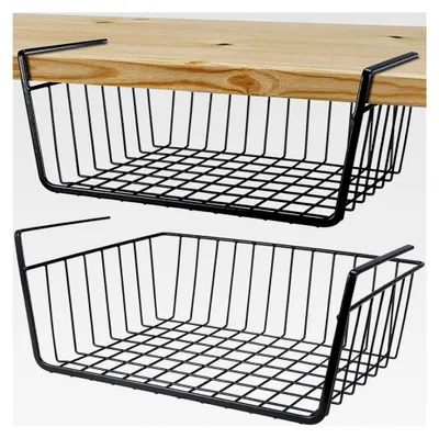 Produktbild von Hängekorb Regal, 2 Stück Metall Aufbewahrungskorb für Küche, Büro, Speisekammer, Bad, Schrank