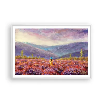 Produktbild von Gerahmtes Poster - Weißer Rahmen - Feld Frau Landschaft - 91,5x61 cm - Wand Bild - Wanddeko - Wandbilder - Kunstposter - Wandposter - Bilderrahmen - Bilder - Kunstdruck - P2WAA91x61-5074