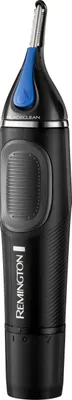 A black and blue Remington nose and ear trimmer is shown against a white background.