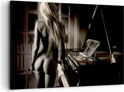 Produktbild von Bild auf Leinwand - Leinwandbild - Frau Nackt Geheimnis - 120x80cm - Wand Bild - Wanddeko - Leinwanddruck - Bilder - Kunstdruck - Wanddekoration - Leinwand bilder - Wandkunst - AA120x80-0114