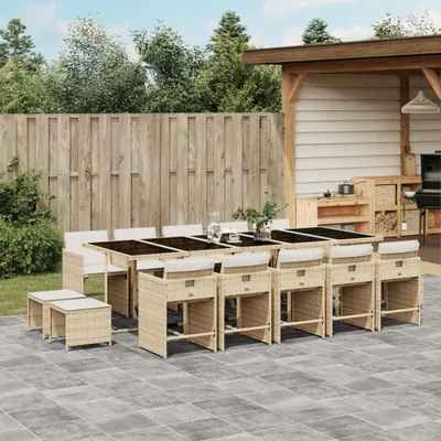 Image de Maison Exclusive - Ensemble à manger de jardin et coussins 15 pcs beige