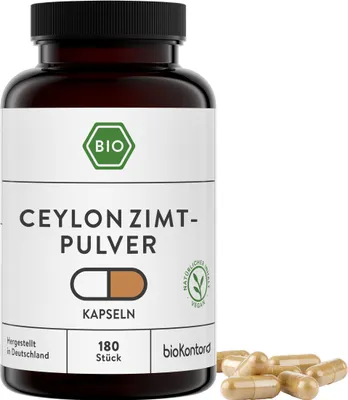 Produktbild von Ceylon Zimt Kapseln I 180 vegane Kapseln I ohne Zusätze I von bioKontor