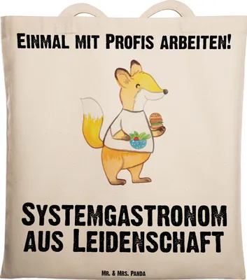 Produktbild von Mr. & Mrs. Panda Jutebeutel Systemgastronom Leidenschaft - Transparent - Geschenk, Shopping Tasche, Tote Bag, Tragetasche, Schultasche