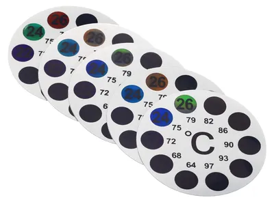 5 selbstklebende Temperatur-Sticker, rund, 18-36 °C, Ø 5 cm