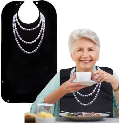 Image de Bavoir de protection pour adultes, bavoir avec poche collectrice pour personnes âgées, vêtement de protection lavable, imperméable, bavoir de protection réutilisable pour personnes âgées, pour les repas, pour les hommes et les femmes handicapés