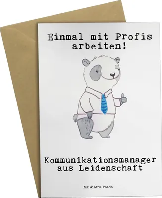 Produktbild von Mr. & Mrs. Panda Grußkarte Kommunikationsmanager Leidenschaft - Weiß - Geschenk, Witzig, Studium, hochzeitskarten, weihnachtskarten, Spruch, dankeskarten, Lustig
