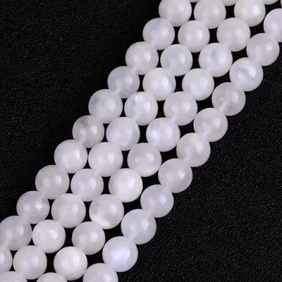Mondstein Edelstein Perlen, rund, 6mm, 63 Stück, für Schmuck