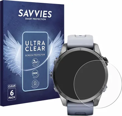 Produktbild von 6x Für Garmin Fenix 7S (42 mm) Schutzfolie Savvies Displayschutz Display Schutz Folie Klar Transparent