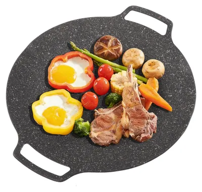Runde BBQ-Grillpfanne 33 cm, Antihaft, für Gas- & Elektroherd