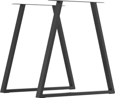 Produktbild von Vorgebohrte schwarze Metall-Tischbeine trapezförmig im 2er-Set mit Schrauben