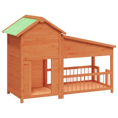 Obrázok produktu pre vidaXL Domček pre psa hnedý 143x60,5x109 cm Masívne borovicové drevo