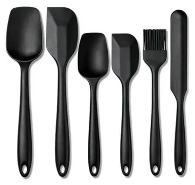 Produktbild von Silikon Teigschaber Set Hitzebeständig 6 Stück Schwarz