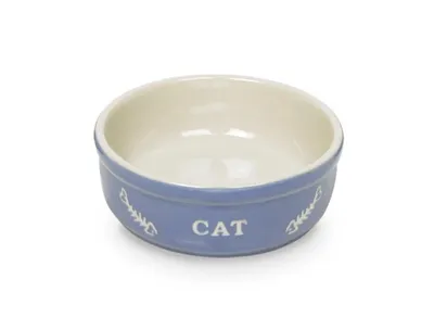 Image de Nobby Bol en céramique pour chats "CAT" Ø13,5 X 5 cm bleu clair / beige