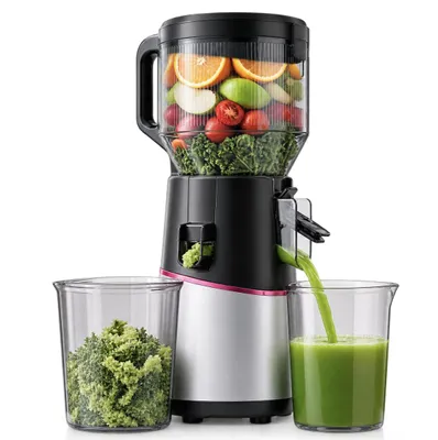 Produktbild von LINKChef Entsafter mit 160 mm großem Einfüllschacht, Slow Juicer geräuscharmer ≤65 dB, kraftvoller 250W Motor, 800ml, für ganze Früchte