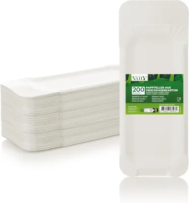 Zdjęcie produktu dla Tacki papierowe prostokątne, 21 x 8 cm, karton, 200 sztuk, naczynia jednorazowe, na grilla, białe