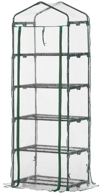 Produktbild von Gewächshaus mit Rolltür, Regale, winterfest Foliengewächshaus aus Stahl, Treibhaus für Balkon, Garten, Tomatenhaus 69 x 49 x 193 cm, tomatengewächshaus