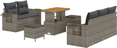 Produktbild von vidaXL Gartensofa-set mit Kissen 10 pcs Grau Poly-Rattan