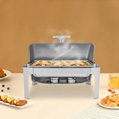 Produktbild von Buffet Warmhaltebehälter - Speisenwärmer - Edelstahl 201 - 64 x 44 cm - Für Hotel Catering Party - Silber