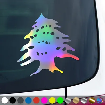 Produktbild von PantherPixel Libanon Aufkleber Wappen Zeder Fahne Baalbek Beirut Sticker Auto Geschenkidee Farbe Oilslick-Hologramm