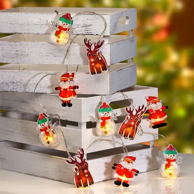 Produktbild von LED-Lichterkette mit weihnachtlichen Figuren Batteriebetrieben 210cm 10 -flammig 210 cm lang, 10 LEDs