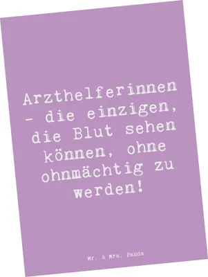 Produktbild von Mr. & Mrs. Panda Ansichtskarte Spruch Tapfere Arzthelferin - Lavendeltraum - Geschenk, Respekt, Ansichtskarten, Praxisheldin, Postkarten, Patientenempfang, Fotokarte