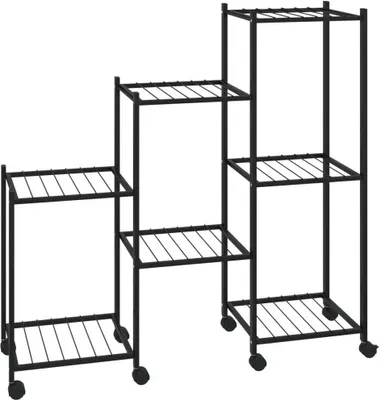 Obrázek produktu pro Stojan na květiny s kolečky 83 x 25 x 83,5 cm černý železo