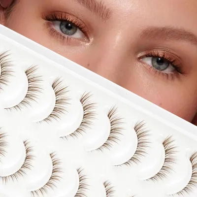 Produktbild von Künstliche Wimpern Natürlicher Look Wispy 10 Paar Braun C Curl 5-10mm