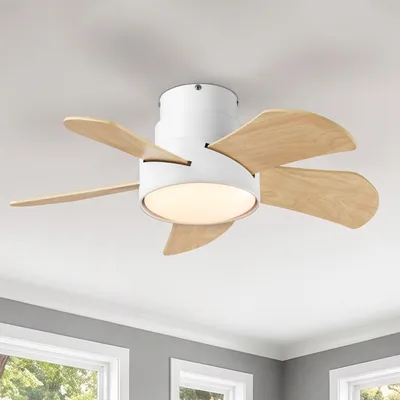 Image de Parrot Uncle Ventilateur de Plafond avec Lumière Bois, Moteur DC Silencieux, 76x24 cm, Télécommande, Dimmable, Salon Chambre Moderne