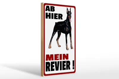 Produktbild von Holzschild Hinweis 20x30cm ab hier mein Revier Hund
