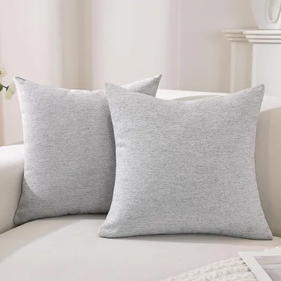 Immagine prodotto di Set di 2 federe 50x50 cm, color grigio chiaro, effetto lino, con cerniera invisibile