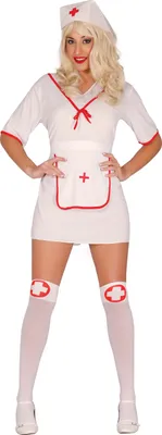 A woman wearing a nurse costume.