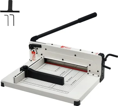Image de SucceBuy 12" coupe-papier haute performance, guillotine industrielle pour papier A4, capacité de 400 feuilles, construction solide en acier, coupeuse de piles pour le bureau, la maison, l'école, blanc