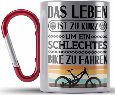 Produktbild von Trendation - Fahrrad Radfahrer Geschenk Rennrad Bike Geschenkidee Edelstahl Tasse Karabiner Fahrradfahrer Karabiner Edelstahl Tasse Karabiner Edelstahl (Rot)