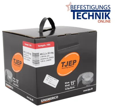 Produktbild von 2,1x50mm Ring feuerverzinkt MX Coilnägel für Tjep MX-50 Senco SCN34 Coilnagler 2,4M