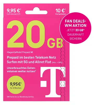 Produktbild von Telekom MagentaMobil Prepaid M Simkarte mit 10 € Startguthaben