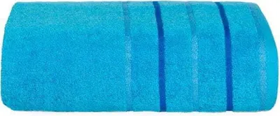 Image de Serviette de bain en coton à rayures décoratives Fresh, 50 x 90 cm, turquoise