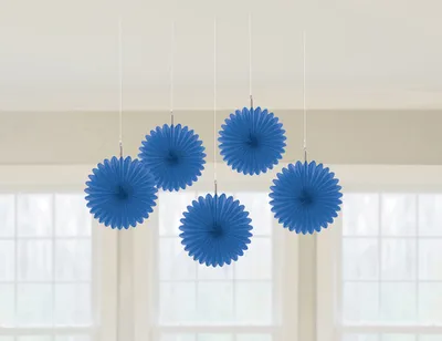 Produktbild von 5 Papier Mini Dekofächer blau