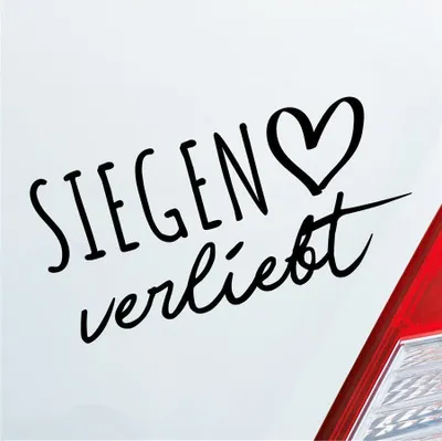 Produktbild von Auto Aufkleber Siegen verliebt Herz Stadt Heimat Liebe Car 19x9 cm Schwarz Glanz Sticker Heckscheibenaufkleber