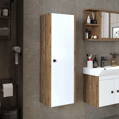 Produktbild von Skye Decor, Hochwertiger Badschrank, 100% Melamin, Atlantik-Kiefer & Weiß, 35x110x30
