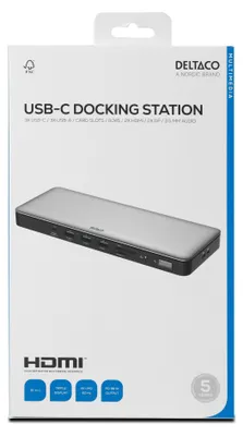 Zdjęcie produktu dla Deltaco USBC-HDMI29, USB Type-C, 96 W, Srebrny, MicroSD (TransFlash), SD, 4K Ultra HD, 60 Hz