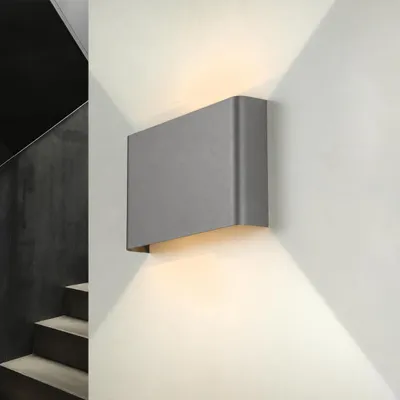Produktbild von Wandleuchte eckig Grau G9 230V moderne Hotelleuchte Wandlampe Up Down Flurlampe Lampe Wohnzimmer Schlafzimmer, KI-generiertes Bild