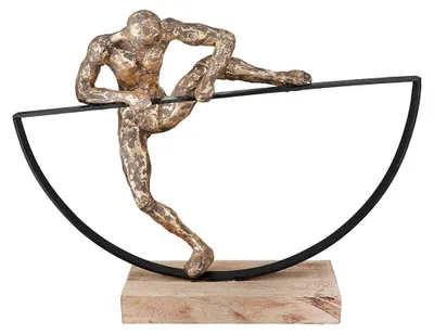 Dekorative Figur Skulptur Mann XL, Aluminium/Holz, Bronze, 32 cm