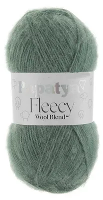 100g Papatya Fleecy Kuschelgarn 20% Wolle veredelt Oeko-Tex Häkelgarn Strickgarn grüngrau