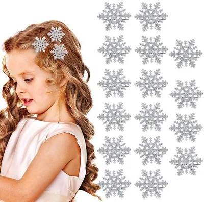Produktbild von 16 Stuks Glitter Haaraccessoires (Krokodilgrijpen) für Winter/Kerstfeiertage