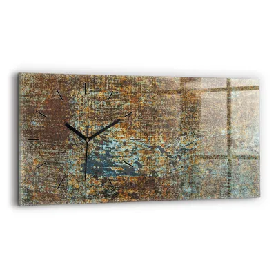 Produktbild von Wallfluent Wanduhr – Stilles Quarzuhrwerk - Uhr Dekoration Wohnzimmer Schlafzimmer Küche - Zifferblatt mit Strichen - schwarze Zeiger - 60x30 cm - Alte Metalltextur